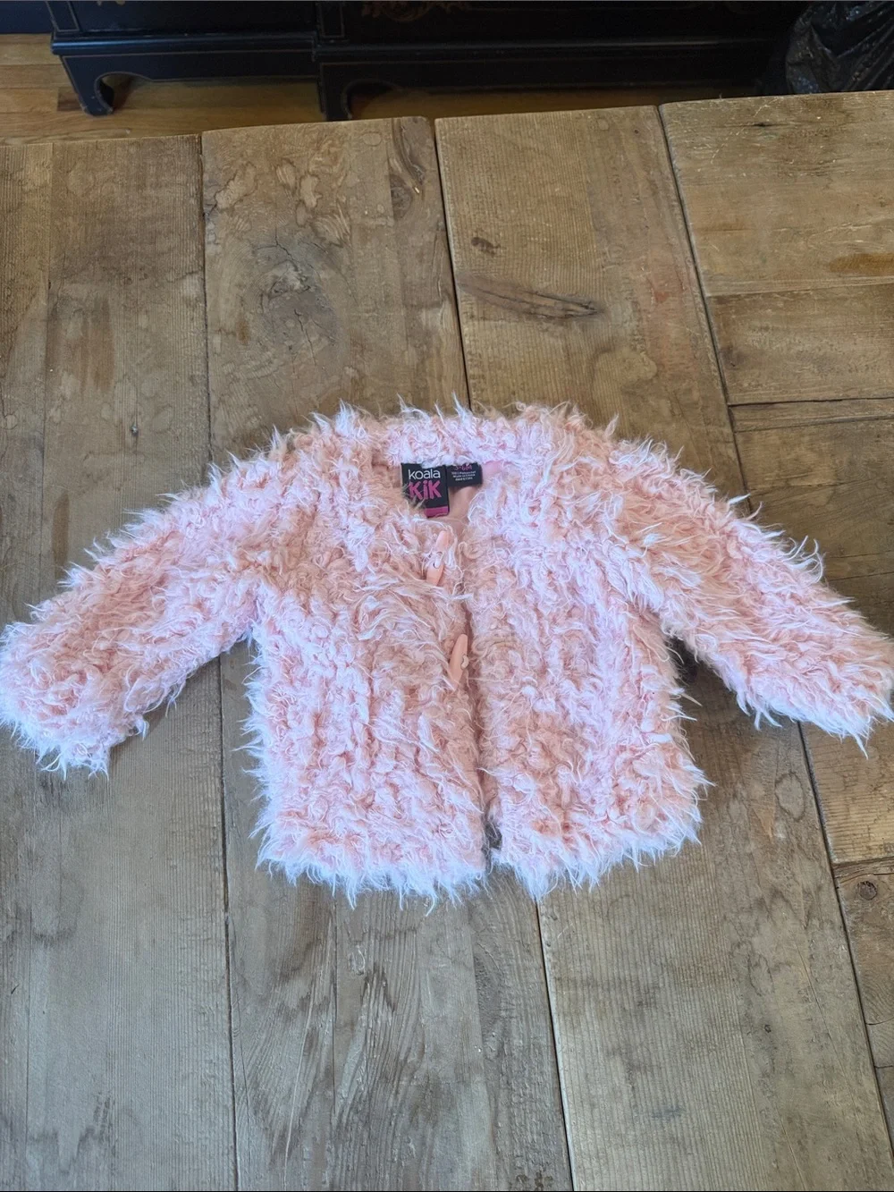 Koala Kids Soft Pink Fuzzy Girls' Jacket - Cozy Faux-Fur Cardigan
